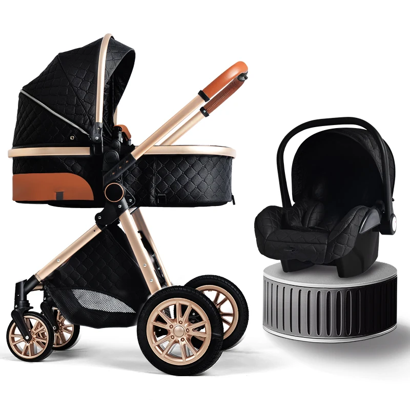 Luxury Baby Stroller 3 in 1 High Baby Cart - Image 2