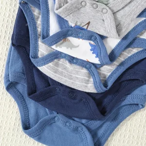 5pcs Baby Boy Triangle Rompers - Thumbnail Image 5