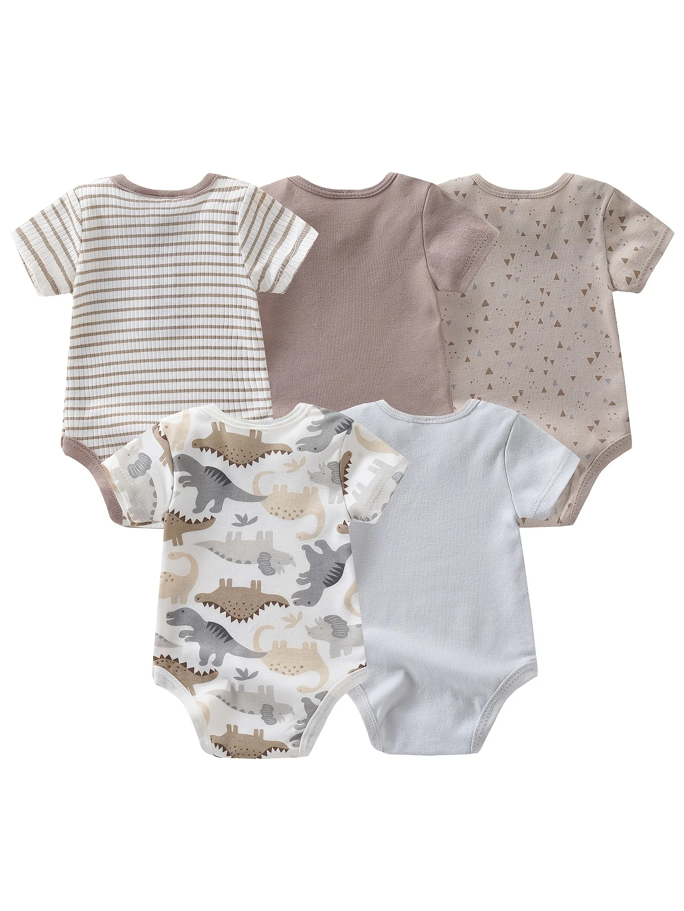 5pcs Newborn Baby Boy Short Sleeve Bodysuits - Image 3
