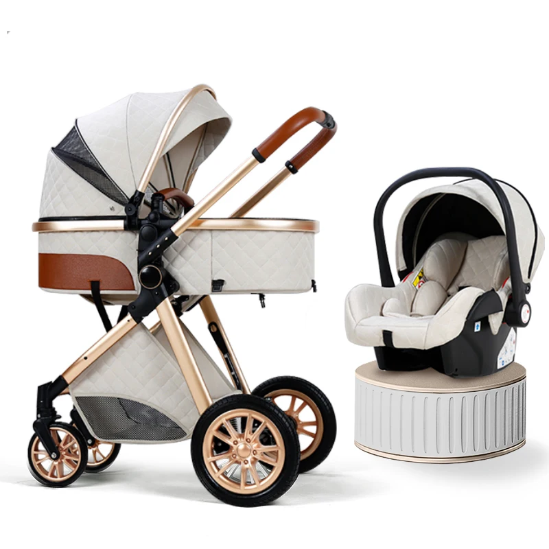 Luxury Baby Stroller 3 in 1 High Baby Cart - Image 5