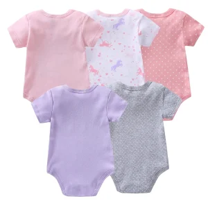 5-Pack Girls' Short-Sleeve Cotton Bodysuits - Thumbnail Image 3