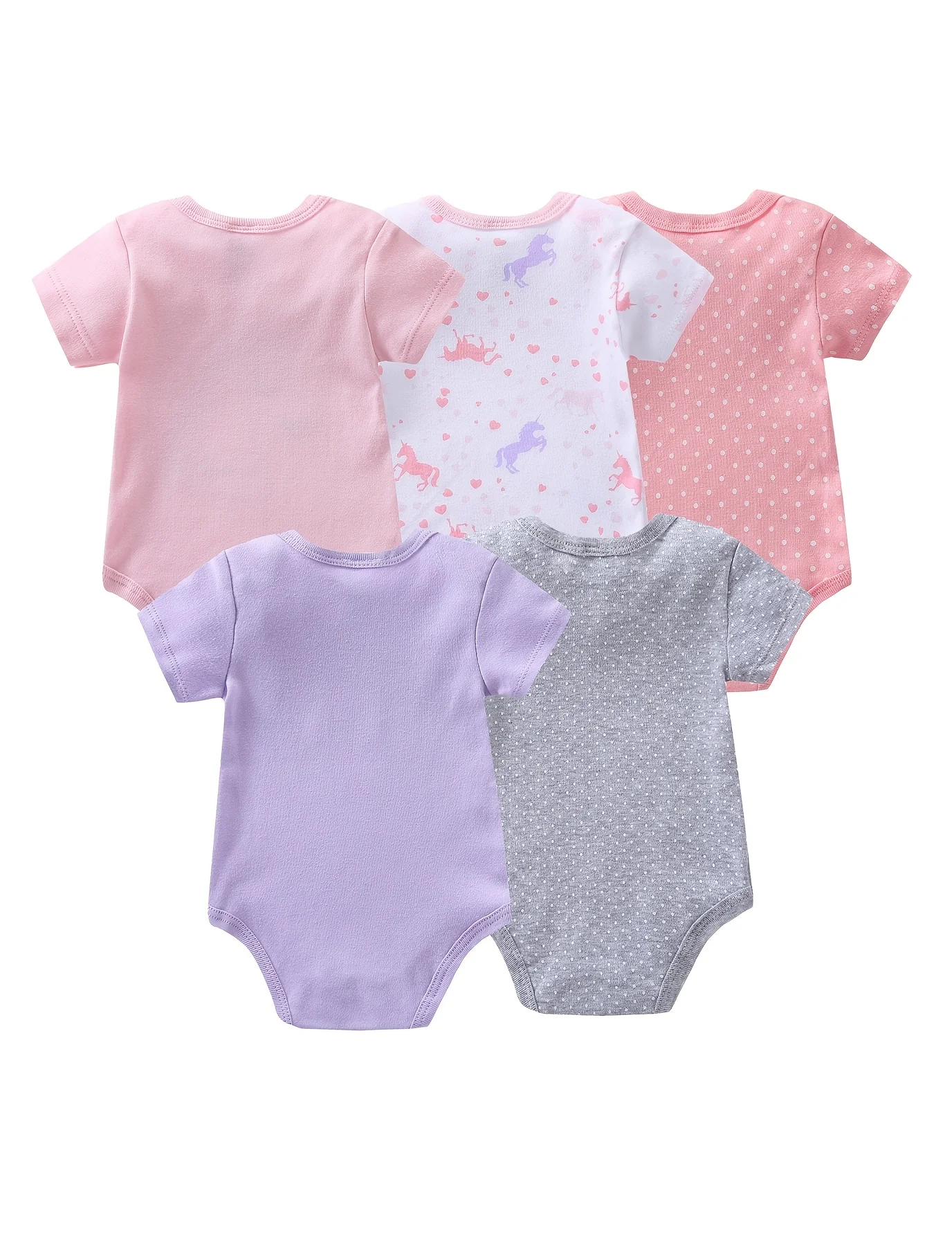 5-Pack Girls' Short-Sleeve Cotton Bodysuits - Image 3
